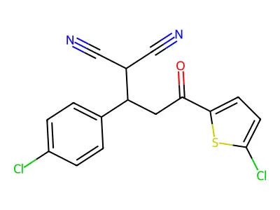 2-(1-(4-Chlorophenyl)-3-(5-chloro-2-thienyl)-3-oxopropyl)malononitrile structure