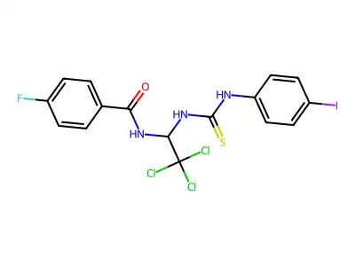 4-Fluoro-N-(2,2,2-trichloro-1-(((4-iodoanilino)carbothioyl)amino)ethyl)benzamide structure