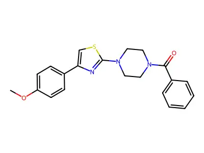 4-[2-(4-Benzoyl-1-piperazinyl)-1,3-thiazol-4-yl]phenyl methyl ether structure