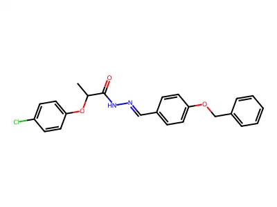 2-(4-chlorophenoxy)-N-[(4-phenylmethoxyphenyl)methylideneamino]propanamide structure
