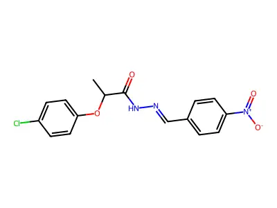 2-(4-chlorophenoxy)-N-[(4-nitrophenyl)methylideneamino]propanamide structure