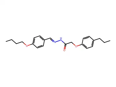 N-[(4-butoxyphenyl)methylideneamino]-2-(4-propylphenoxy)acetamide structure