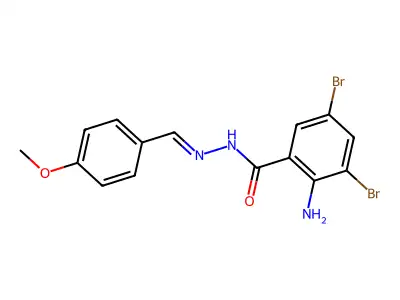 2-amino-3,5-dibromo-N-[(4-methoxyphenyl)methylideneamino]benzamide structure