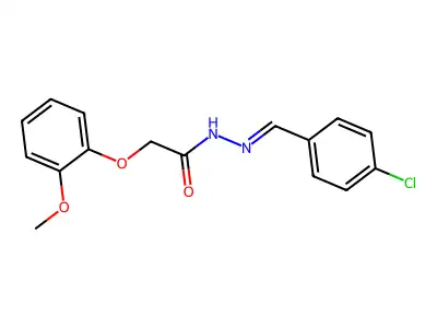 N-[(4-chlorophenyl)methylideneamino]-2-(2-methoxyphenoxy)acetamide structure