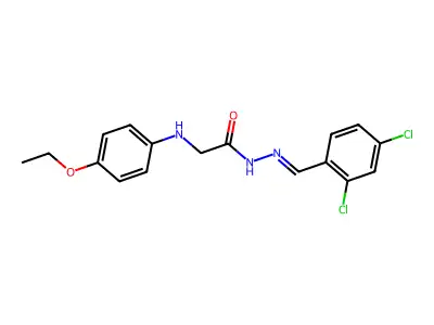 N-[(2,4-dichlorophenyl)methylideneamino]-2-(4-ethoxyanilino)acetamide structure