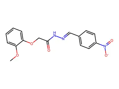 2-(2-methoxyphenoxy)-N-[(4-nitrophenyl)methylideneamino]acetamide structure