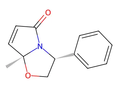 7A-methyl-3-phenyl-2,3-dihydropyrrolo[2,1-b]oxazol-5(7aH)-one structure