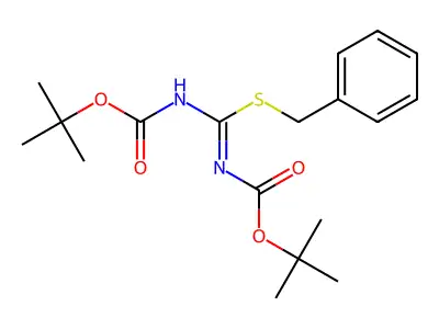 2-Benzyl-1,3-bis(tert-butoxycarbonyl)-2-thiopseudourea structure