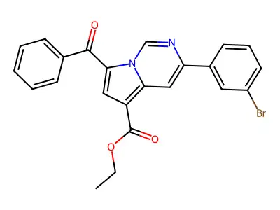 Ethyl 7-benzoyl-3-(3-bromophenyl)pyrrolo(1,2-C)pyrimidine-5-carboxylate structure