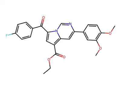 ET 3-(3,4-Dimethoxyphenyl)-7-(4-F-benzoyl)pyrrolo(1,2-C)pyrimidine-5-carboxylate structure