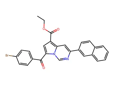Ethyl 7-(4-bromobenzoyl)-3-(2-naphthyl)pyrrolo(1,2-C)pyrimidine-5-carboxylate structure
