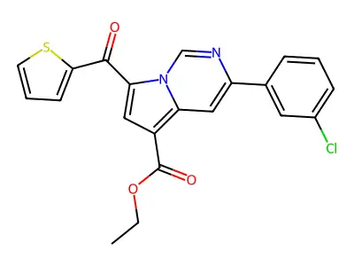 ET 3-(3-CL-Phenyl)-7-(2-thienylcarbonyl)pyrrolo(1,2-C)pyrimidine-5-carboxylate structure