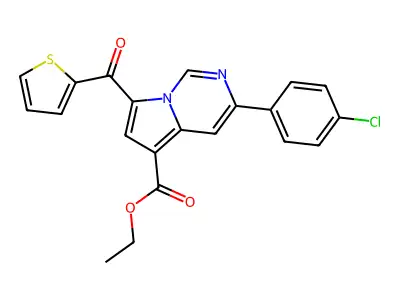 ET 3-(4-CL-Phenyl)-7-(2-thienylcarbonyl)pyrrolo(1,2-C)pyrimidine-5-carboxylate structure