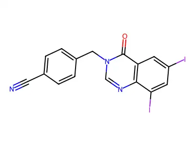 4-((6,8-Diiodo-4-oxo-3(4H)-quinazolinyl)methyl)benzonitrile structure