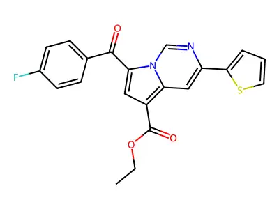Ethyl 7-(4-fluorobenzoyl)-3-(2-thienyl)pyrrolo(1,2-C)pyrimidine-5-carboxylate structure