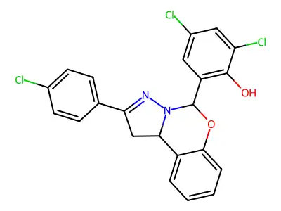 2,4-DI-CL-6-(2-(4-CL-PH)-1,10B-Dihydropyrazolo(1,5-C)(1,3)benzoxazin-5-YL)phenol structure