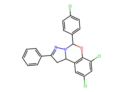 7,9-Dichloro-5-(4-CL-phenyl)-2-PH-1,10B-dihydropyrazolo(1,5-C)(1,3)benzoxazine structure