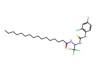 N-(2,2,2-Trichloro-1-(((2,4-dichloroanilino)carbothioyl)amino)ET)hexadecanamide structure