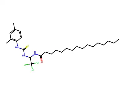 N-(2,2,2-Trichloro-1-(((2,4-dimethylanilino)carbothioyl)amino)ET)hexadecanamide structure