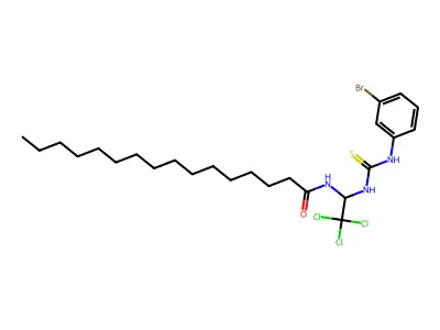N-(1-(((3-Bromoanilino)carbothioyl)amino)-2,2,2-trichloroethyl)hexadecanamide structure