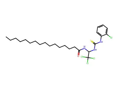 N-(2,2,2-Trichloro-1-(((2-chloroanilino)carbothioyl)amino)ethyl)hexadecanamide structure