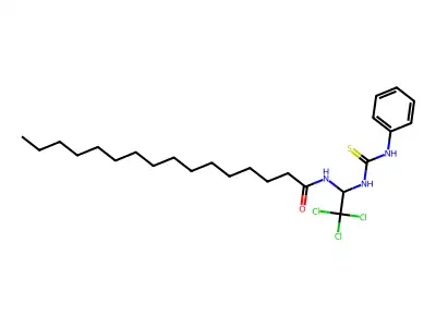 N-(1-((Anilinocarbothioyl)amino)-2,2,2-trichloroethyl)hexadecanamide structure