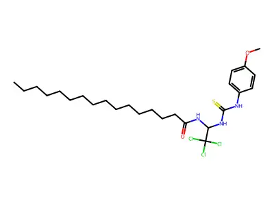 N-(2,2,2-Trichloro-1-(((4-methoxyanilino)carbothioyl)amino)ethyl)hexadecanamide structure