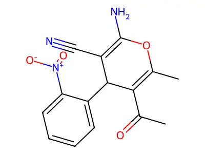 5-Acetyl-2-amino-6-methyl-4-(2-nitrophenyl)-4H-pyran-3-carbonitrile structure