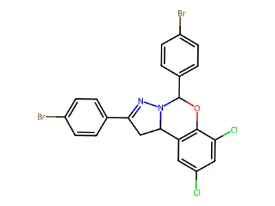 2,5-Bis(4-bromophenyl)-7,9-dichloro-1,10b-dihydro-5H-pyrazolo[1,5-c][1,3]benzoxazine structure