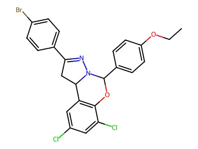 2-(4-BR-PH)-7,9-DI-CL-5(4-Ethoxy-PH)1,10B-dihydropyrazolo(1,5-C)(1,3)benzoxazine structure
