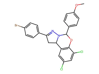 2-(4-BR-PH)-7,9-DI-CL-5-(4-Meo-PH)-1,10B-dihydropyrazolo(1,5-C)(1,3)benzoxazine structure