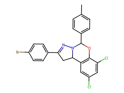 2-(4-BR-PH)-7,9-DI-CL-5-(4-ME-PH)-1,10B-Dihydropyrazolo(1,5-C)(1,3)benzoxazine structure