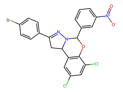 2-(4-BR-PH)-7,9-DI-CL-5-(3-Nitro-PH)1,10B-dihydropyrazolo(1,5-C)(1,3)benzoxazine structure