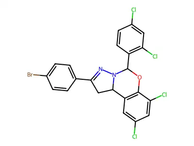 2-(4-bromophenyl)-7,9-dichloro-5-(2,4-dichlorophenyl)-1,10b-dihydropyrazolo[1,5-c][1,3]benzoxazine structure
