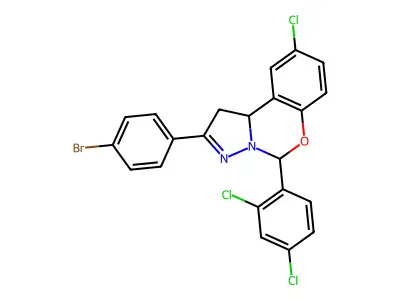 2-(4-BR-PH)-9-CL-5-(2,4-DI-CL-PH)-1,10B-Dihydropyrazolo(1,5-C)(1,3)benzoxazine structure