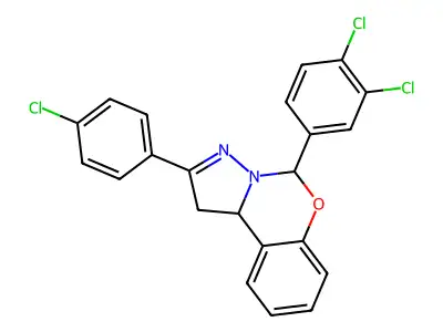 2-(4-Chlorophenyl)-5-(3,4-DI-CL-PH)-1,10B-dihydropyrazolo(1,5-C)(1,3)benzoxazine structure