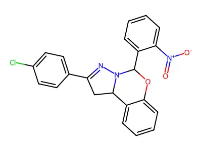 2-(4-CL-Phenyl)-5-(2-nitrophenyl)-1,10B-dihydropyrazolo(1,5-C)(1,3)benzoxazine structure