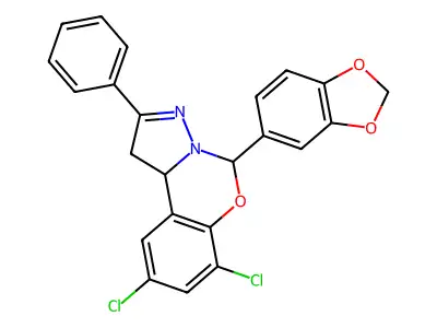 5-(1,3-BENZODIOXOL-5-YL)-7,9-DICHLORO-2-PHENYL-1,10B-DIHYDROPYRAZOLO[1,5-C][1,3]BENZOXAZINE structure