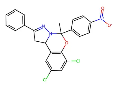 7,9-DI-CL-5-ME-5-(4-Nitro-PH)-2-PH-1,10B-dihydropyrazolo(1,5-C)(1,3)benzoxazine structure