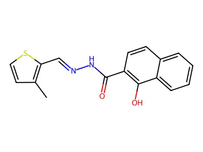 1-hydroxy-N-[(3-methylthiophen-2-yl)methylideneamino]naphthalene-2-carboxamide structure