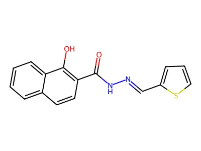 1-hydroxy-N-(thiophen-2-ylmethylideneamino)naphthalene-2-carboxamide structure