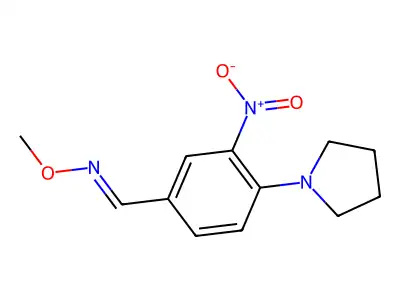 N-methoxy-1-(3-nitro-4-pyrrolidin-1-ylphenyl)methanimine structure