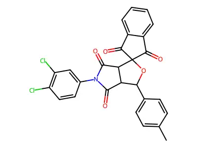 5-(3,4-dichlorophenyl)-1-(4-methylphenyl)spiro[3a,6a-dihydro-1H-furo[3,4-c]pyrrole-3,2'-indene]-1',3',4,6-tetrone structure