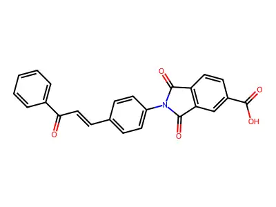 1,3-Dioxo-2-[4-(3-oxo-3-phenyl-1-propenyl)phenyl]-5-isoindolinecarboxylic acid structure