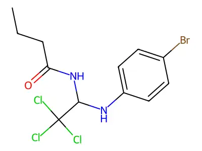 N-[1-(4-bromoanilino)-2,2,2-trichloroethyl]butanamide structure