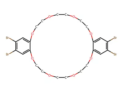 2,3,16,17-tetrabromo-6,7,9,10,12,13,20,21,23,24,26,27-dodecahydrodibenzo[b,n][1,4,7,10,13,16,19,22]octaoxacyclotetracosine structure