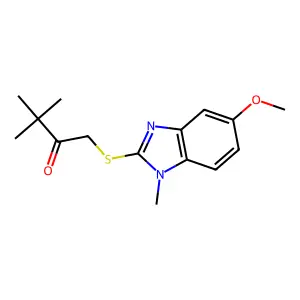 1-[(5-Methoxy-1-methyl-1H-benzimidazol-2-YL)thio]-3,3-dimethylbutan-2-one structure