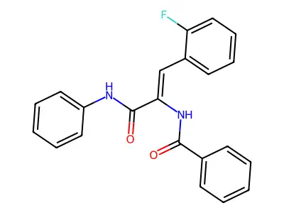 N-[(1E)-1-(2-fluorophenyl)-3-oxo-3-(phenylamino)prop-1-en-2-yl]benzamide structure