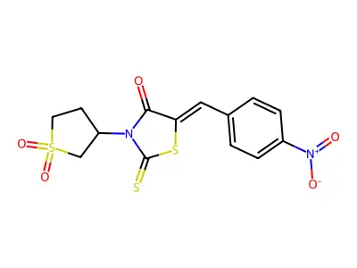 (Z)-3-(1,1-dioxidotetrahydrothiophen-3-yl)-5-(4-nitrobenzylidene)-2-thioxothiazolidin-4-one structure