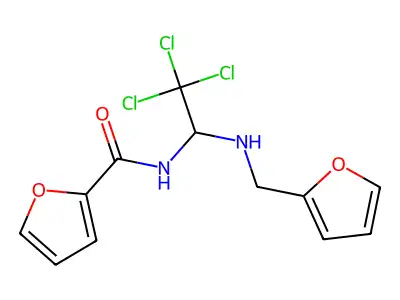 N-(2,2,2-trichloro-1-((furan-2-ylmethyl)amino)ethyl)furan-2-carboxamide structure
